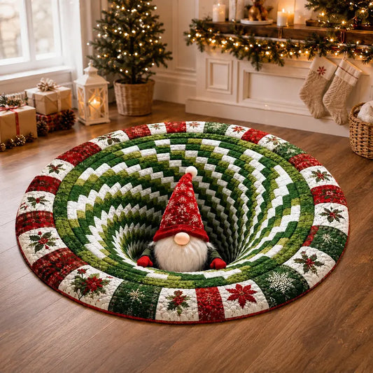 Tapete redondo decorativo navideño con diseño de Santa y Krampus