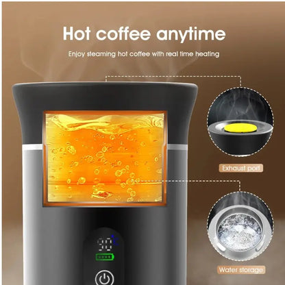 Cafetera espresso portátil LIOUOU con calentamiento para cápsulas o café molido