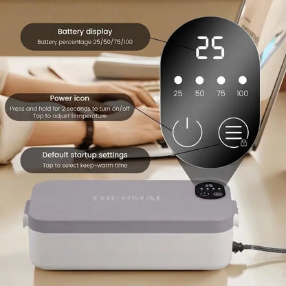 Lonchera eléctrica recargable con temporizador y bolsa térmica