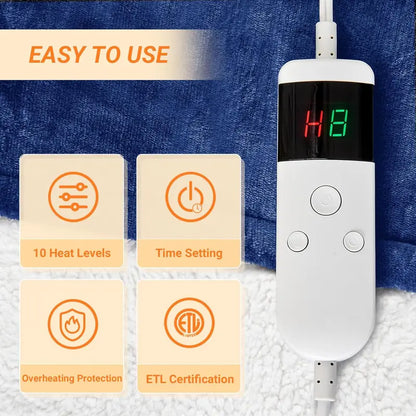 Manta térmica eléctrica ultrasuave con 10 niveles de calor