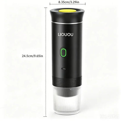 Cafetera espresso portátil LIOUOU con calentamiento para cápsulas o café molido
